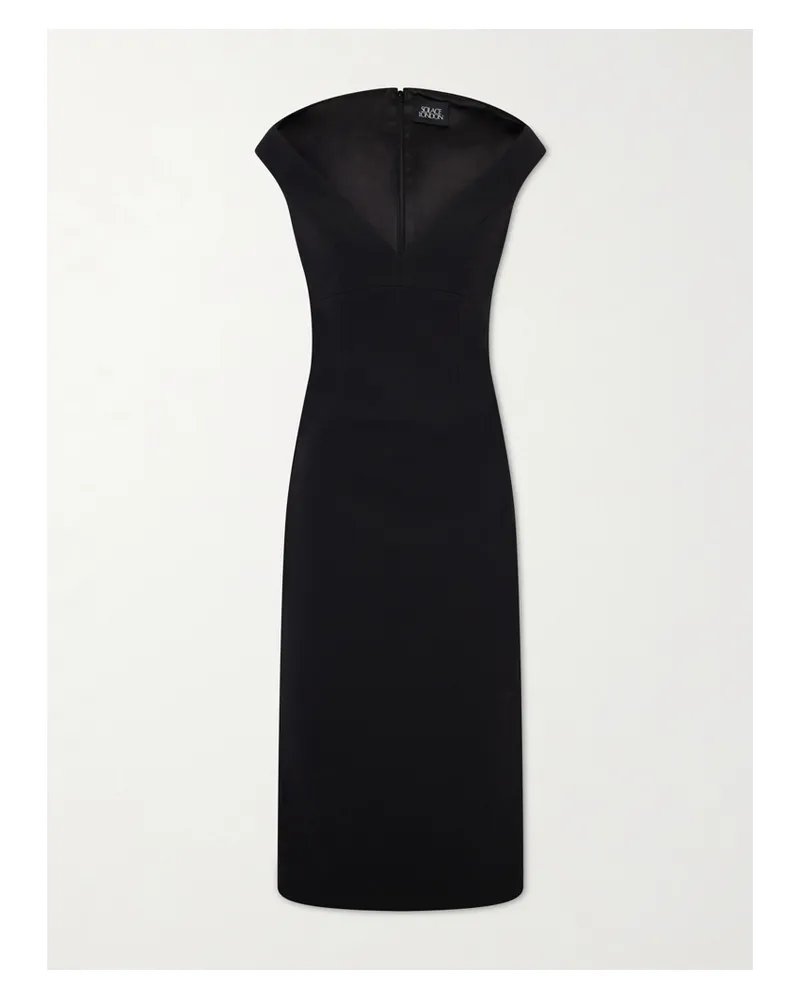 Solace London Monica Crepe Midi Dress - Black Black