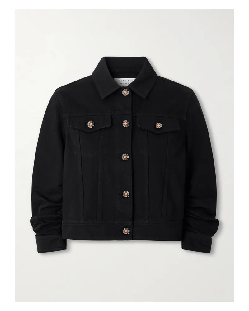 Gabriela Hearst Adira Cropped Ruched Recycled-denim Jacket - Black Black