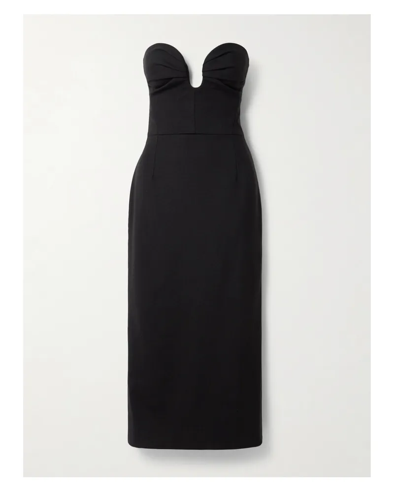 Carolina Herrera New York Trägerloses Midikleid Aus Einer Wollmischung Mit Raffungen - Schwarz Schwarz