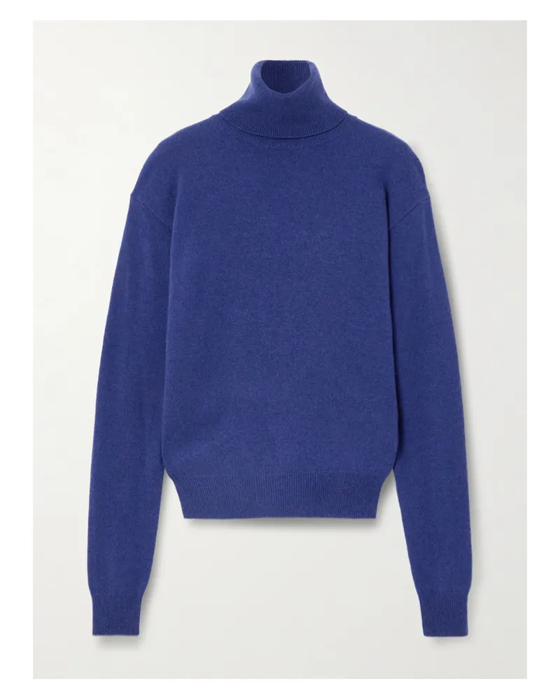 Saint Laurent Cashmere And Wool-blend Turtleneck Sweater - Blue Blue