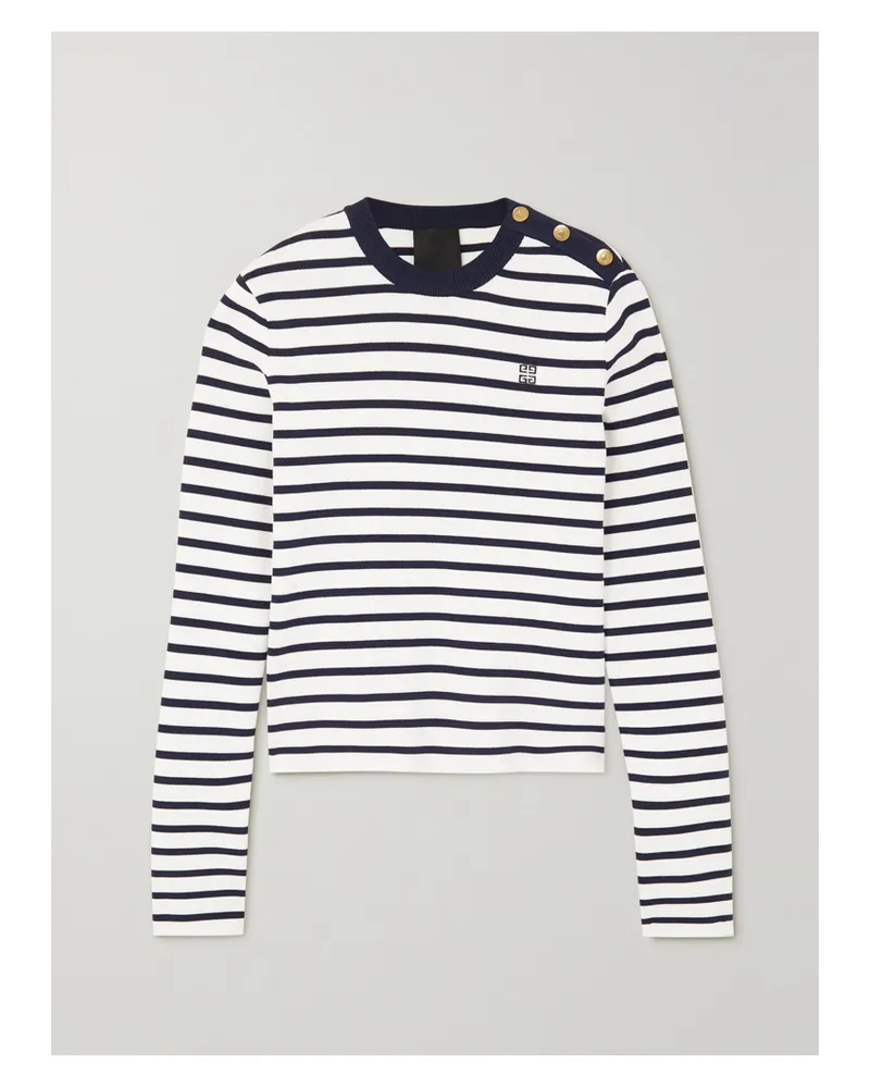 Givenchy Pullover Aus Gestreifter Baumwolle - Weiß Weiß