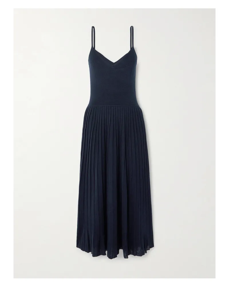 arch4 Midikleid Aus Einer Gerippten Mischung Aus Seide Und Biokaschmir - Blau Blau