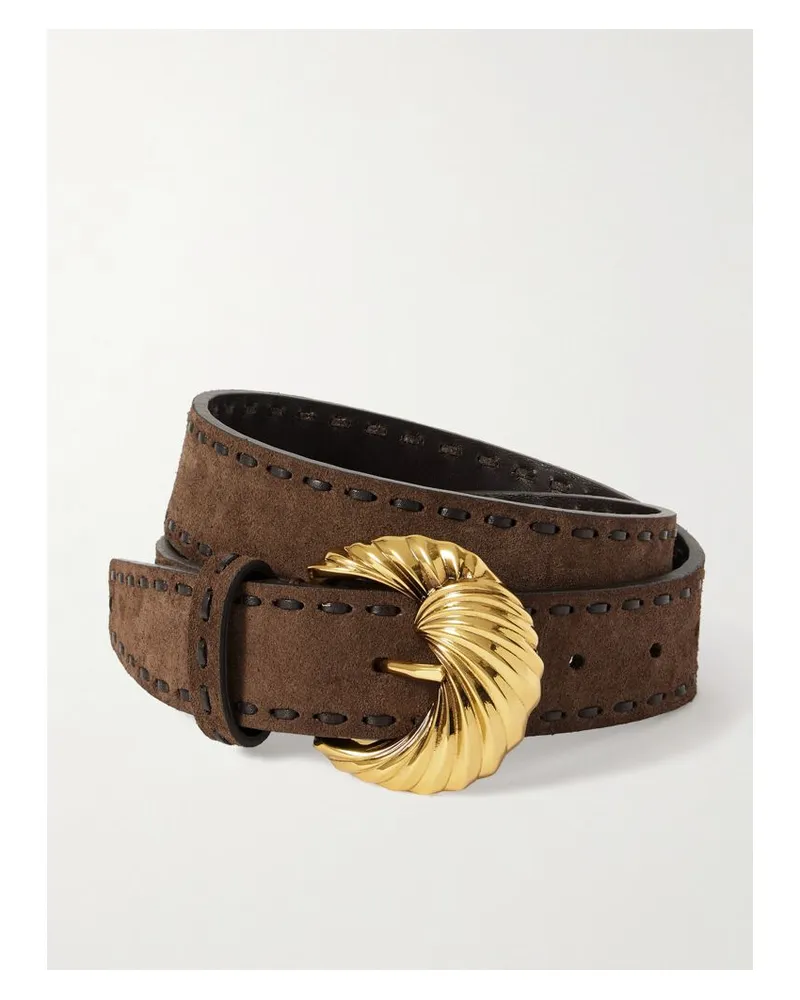 Etro Gürtel Aus Veloursleder Mit Lederbesätzen - Braun Braun