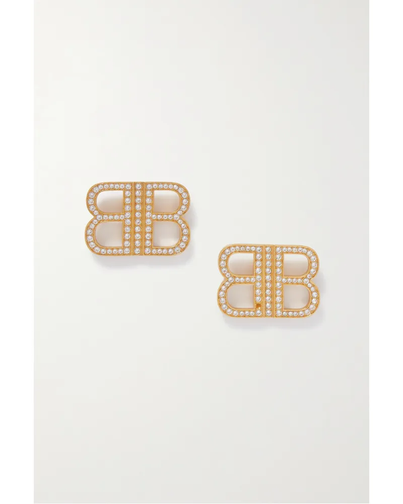 Balenciaga Bb 2.0 Xs farbene Ohrringe mit Kristallen Gold