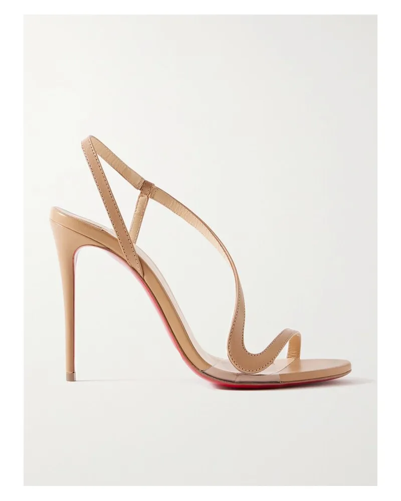 Christian Louboutin Rosalie 100 Sandalen Aus Leder Mit Pvc-besätzen - Neutral Neutral