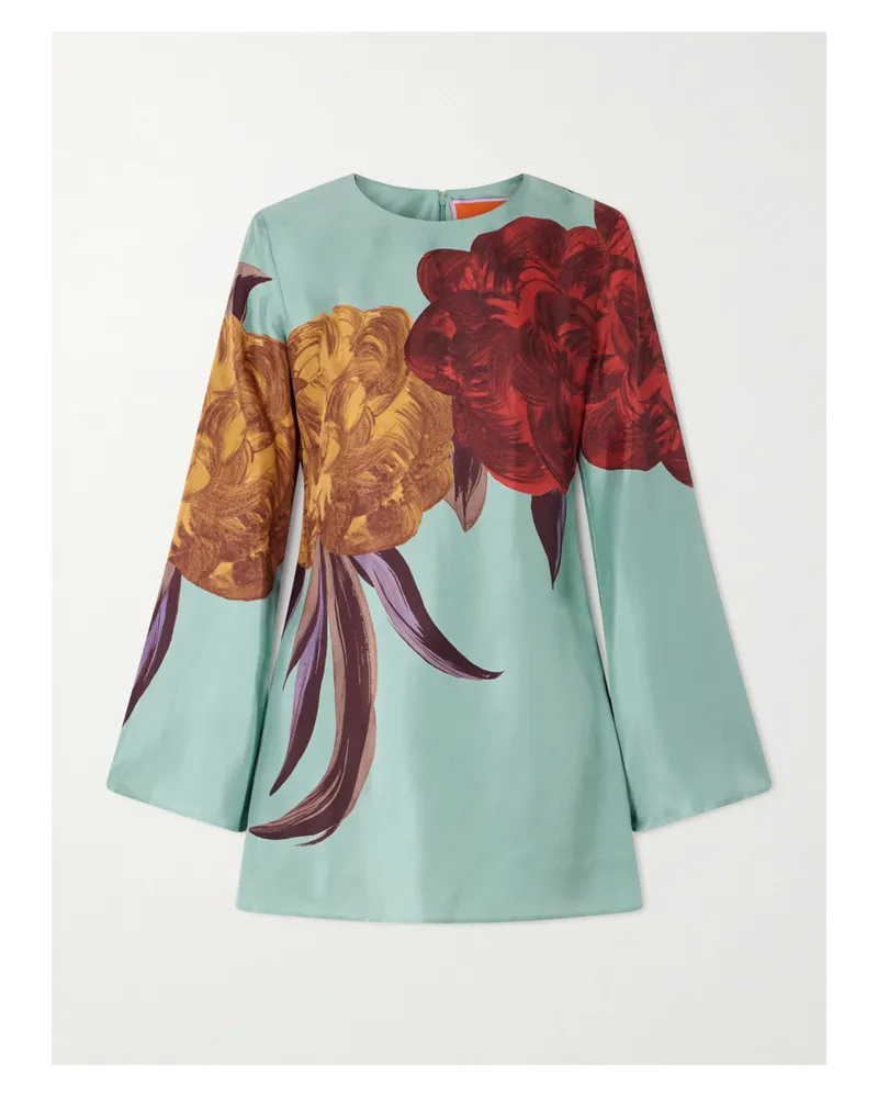 La DoubleJ Supremes Printed Silk-twill Mini Dress - Blue Blue