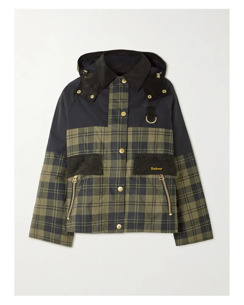 Barbour Elaine Jacke Aus Gewachster Baumwolle Mit Karomuster, Cordbesätzen Und Kragen - Blau Blau