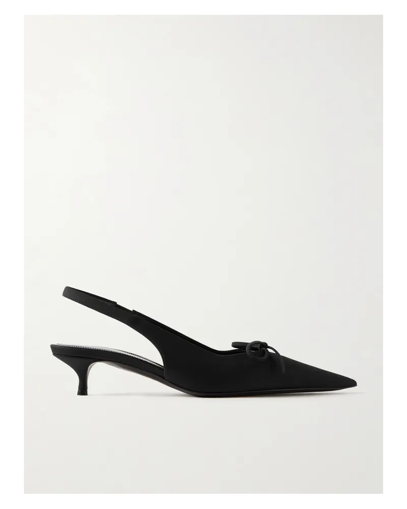 Balenciaga Knife Bow-embellished Twill Slingback Pumps - Black Black