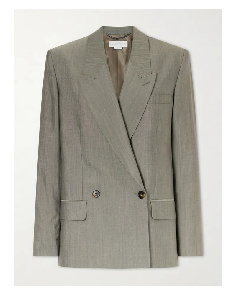 Stella McCartney Tropical Double-breasted Wool Ands Silk-blend Blazer - Gray Gray
