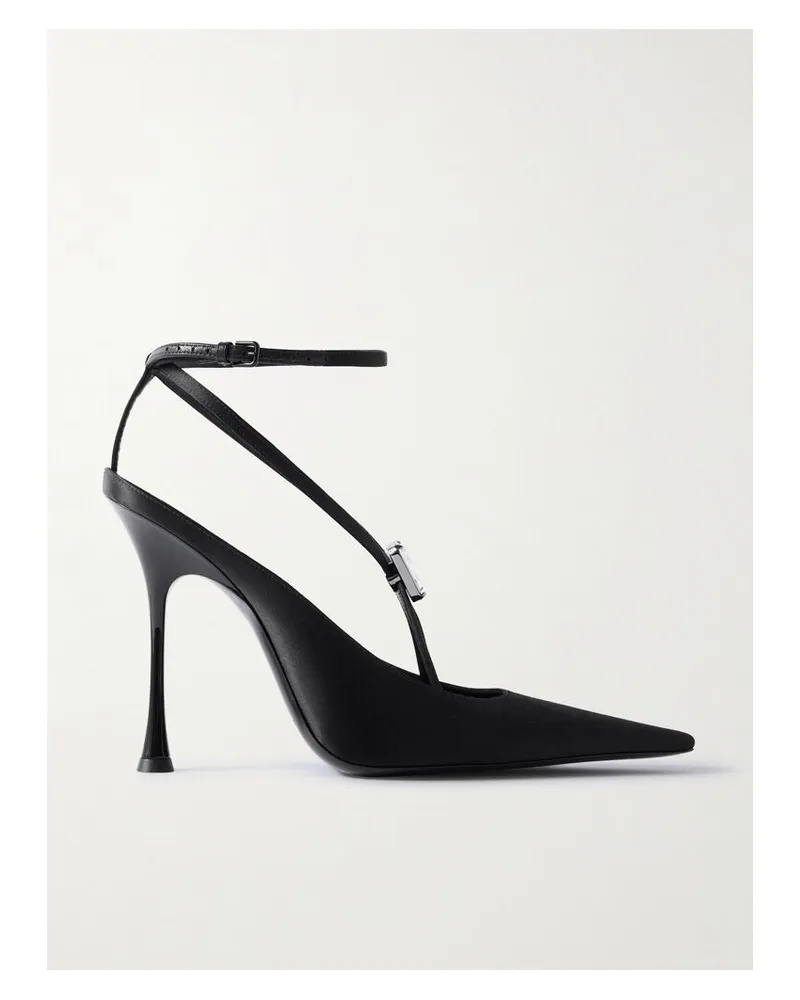 Saint Laurent Harlow Pumps Aus Satin Mit Kristall - Schwarz Schwarz