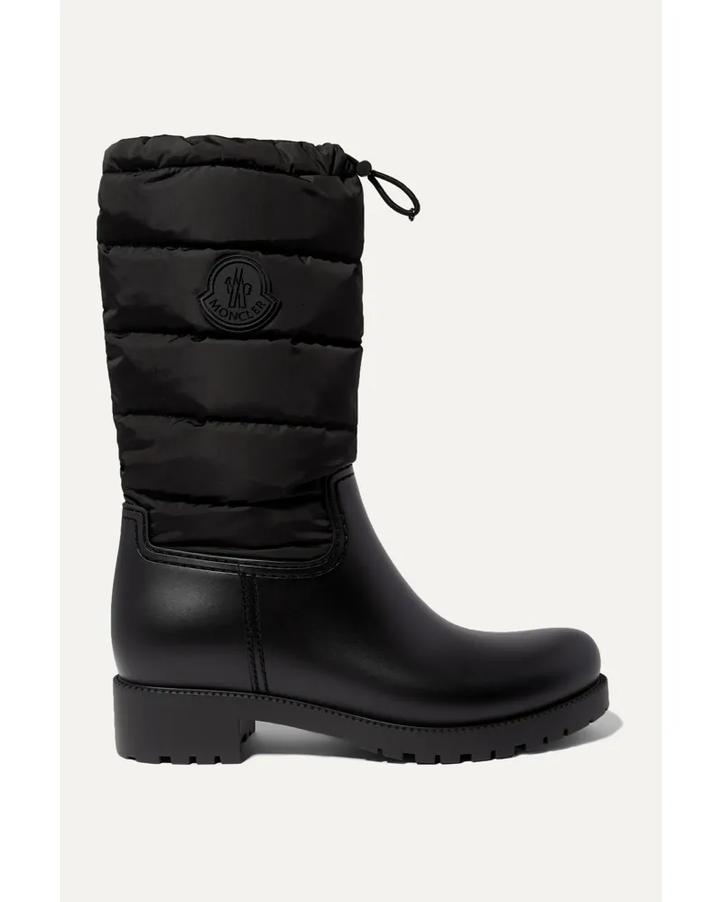 Moncler Ginette Gummistiefel Mit Einsätzen Aus Gestepptem Nylon - Schwarz Schwarz