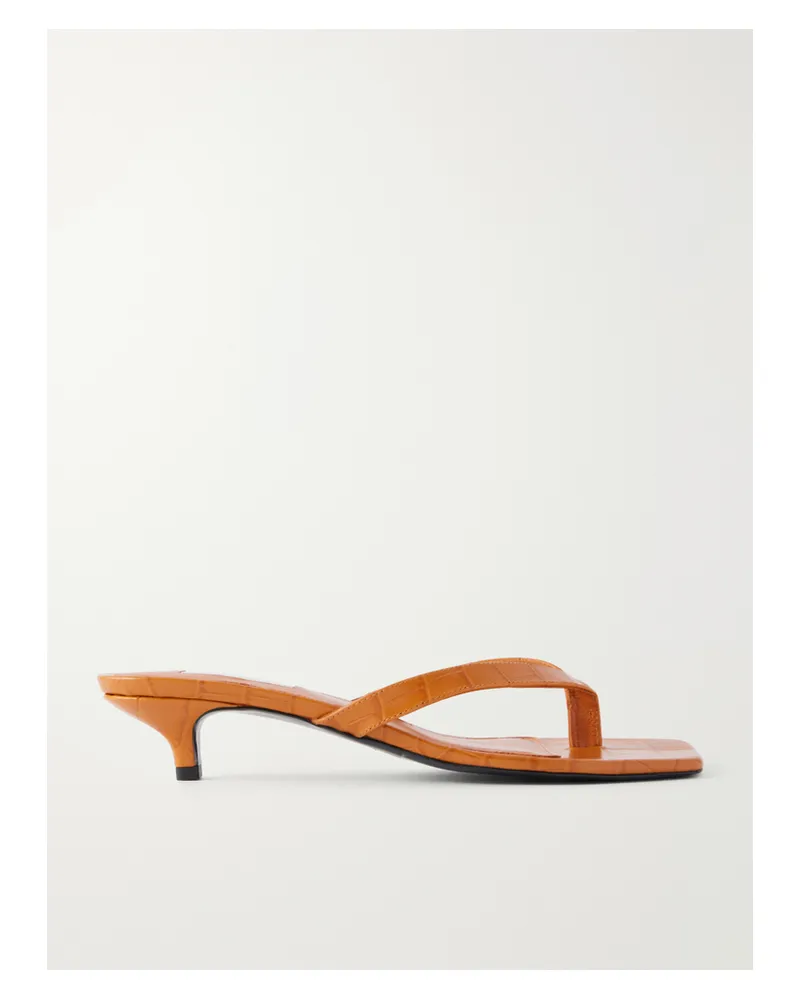 Totême Croc-effect Leather Sandals - Orange Orange