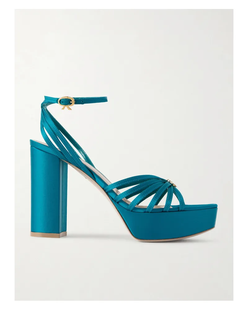 Gianvito Rossi Rita 110 Plateausandalen Aus Satin - Blau Blau