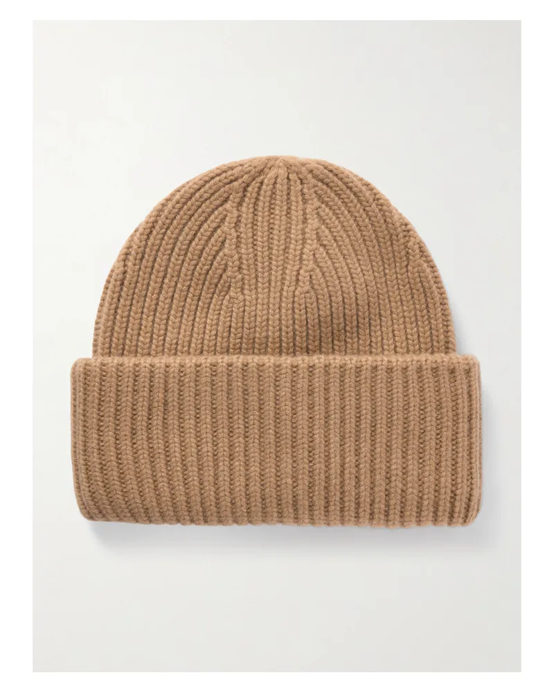 Yves Salomon Ribbed Cashmere Beanie - Neutrals Neutrals