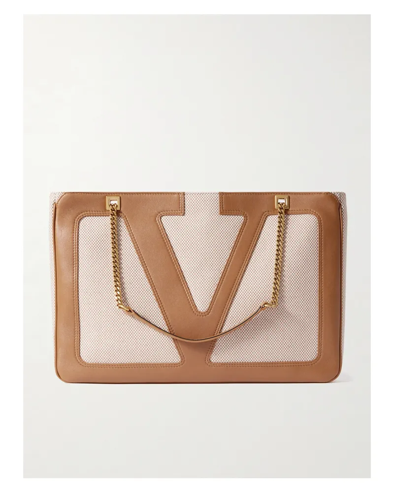 Valentino Garavani Viva Superstar Mittelgroße Schultertasche Aus Leder Und Canvas - Neutral Neutral