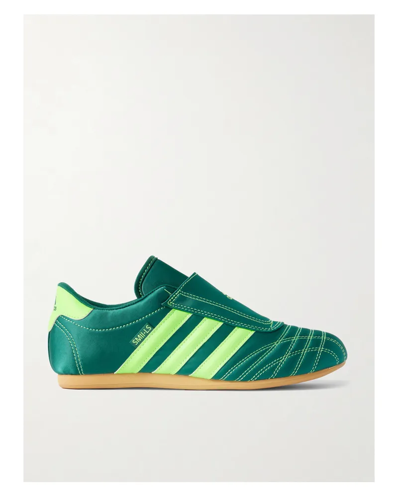 adidas Taekwondo Sneakers Aus Satin Mit Lederbesätzen Und Streifen - Grün Grün
