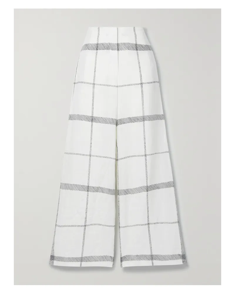 Emporio Sirenuse Artemisia Hose Mit Weitem Bein Aus Kariertem Leinen - Weiß Weiß