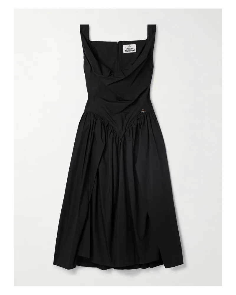 Vivienne Westwood Sunday Midikleid Aus Baumwollpopeline Mit Raffungen - Schwarz Schwarz