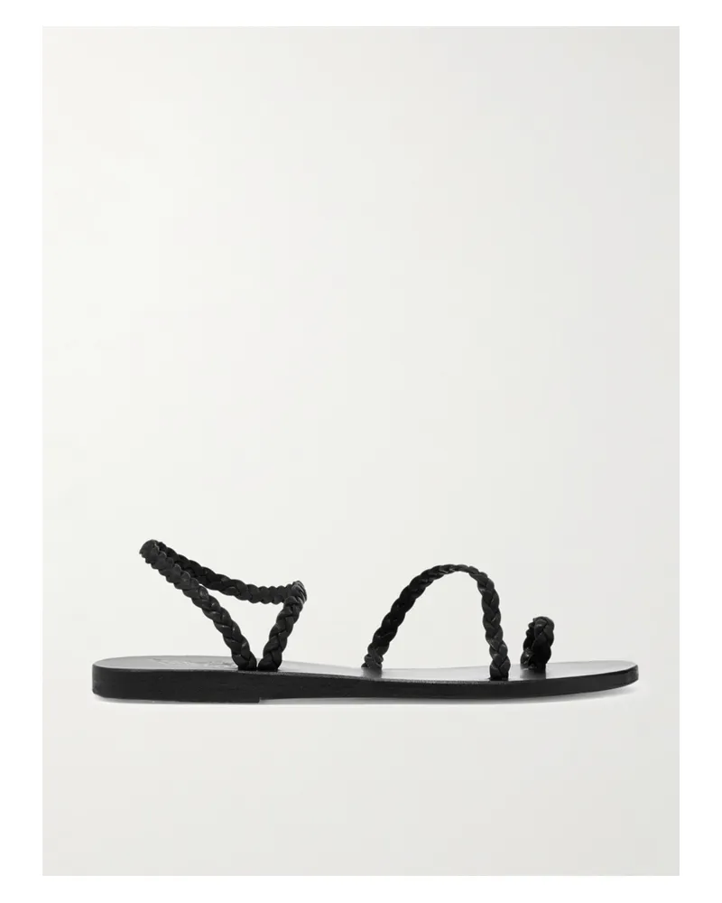 Ancient Greek Sandals Eleftheria Braided Leather Sandals - Black Black
