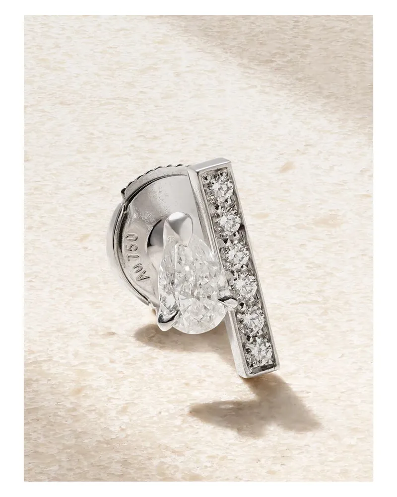 Repossi Serti Sur Vide Einzelner Ohrstecker Aus 18 Karat Weißgold Mit Diamanten - Silber Silber