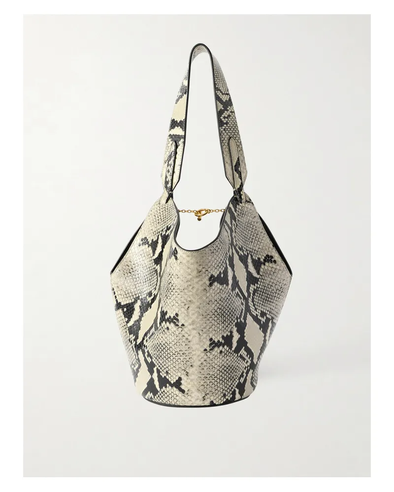 KHAITE Lotus Mini Snake-effect Leather Tote - Animal print Animal