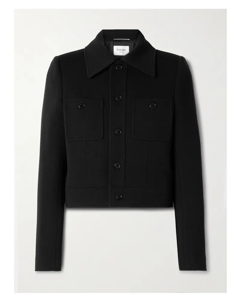 Saint Laurent Cropped Wool-blend Jacket - Black Black