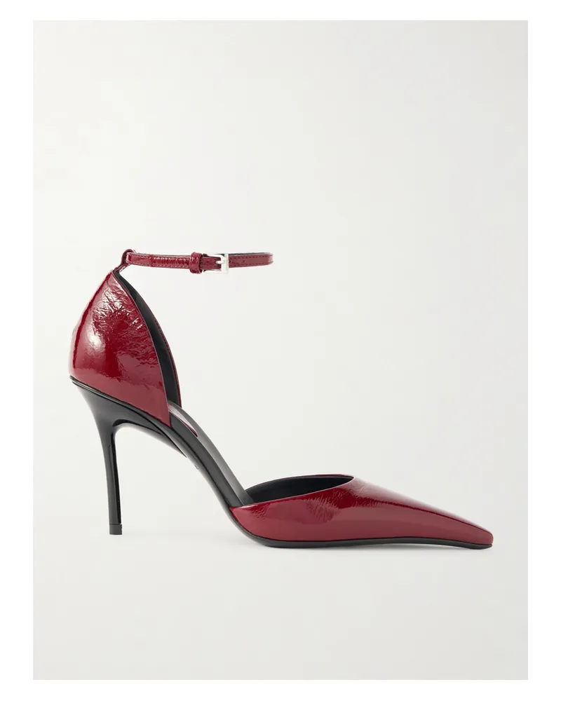 Alaïa D'orsay 90 Glossed Textured-leather Pumps - Burgundy Burgundy