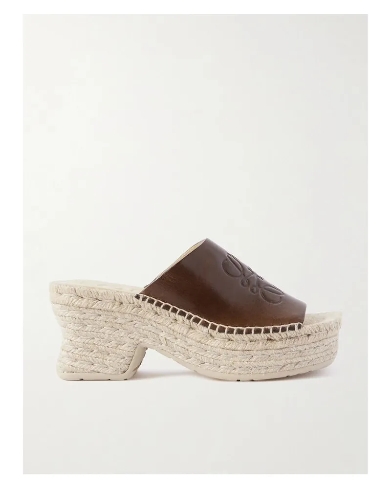 Loewe Paula's Ibiza Pantoletten Aus Leder Mit Plateausohle - Braun Braun