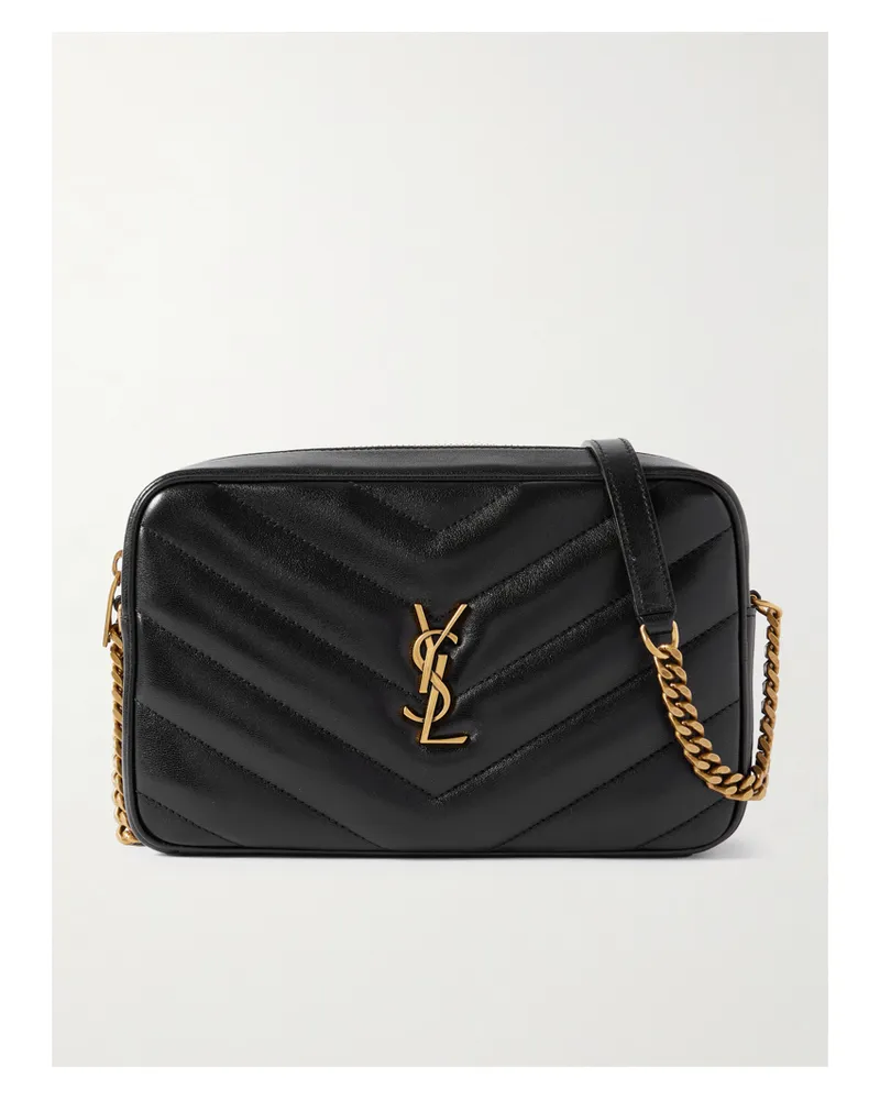 Saint Laurent Loulou Quilted Textured-leather Shoulder Bag - Black Black