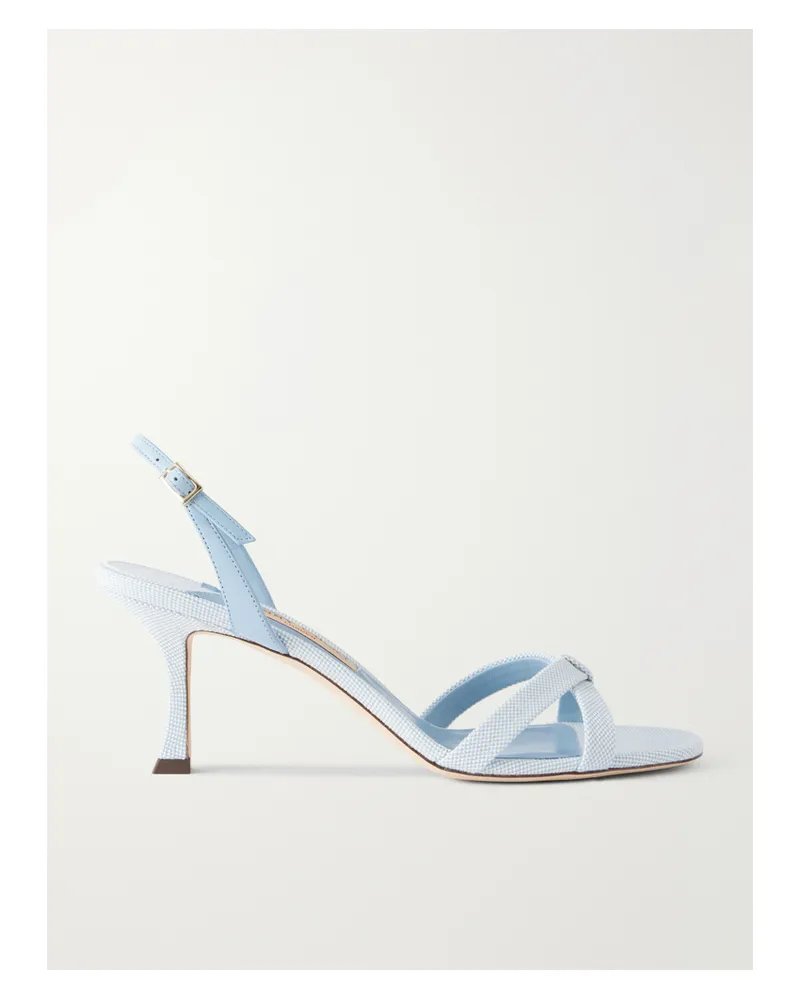 Jimmy Choo Elsy 70 Leather-trimmed Canvas Slingback Sandals - Blue Blue