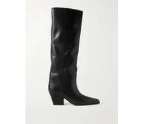 Jane Leather Knee Boots - Black