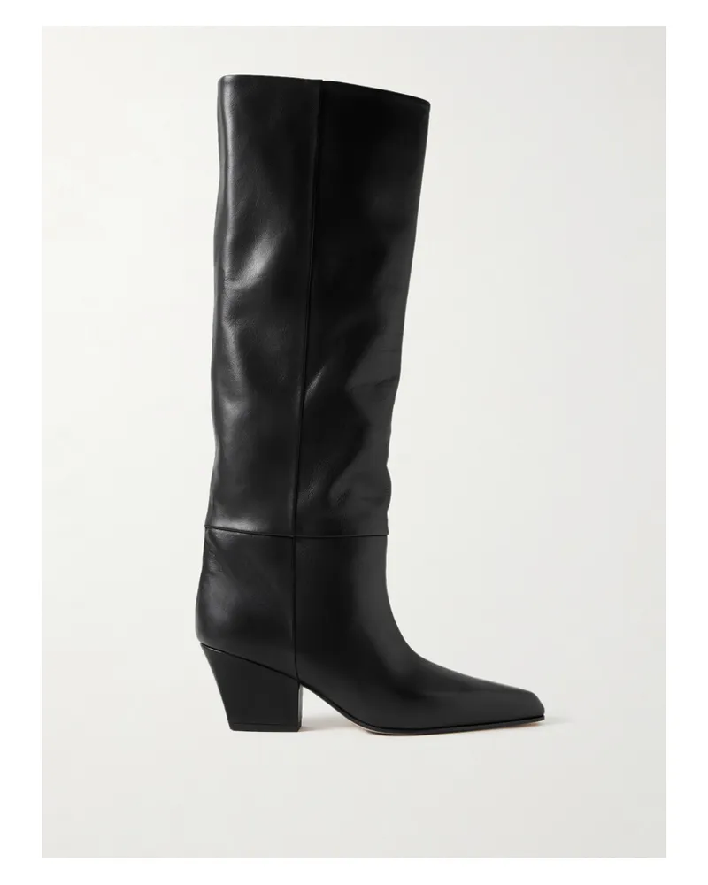 Paris Texas Jane Leather Knee Boots - Black Black