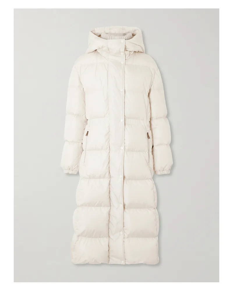 Moncler Chamer Hooded Quilted Shell Down Coat - White White