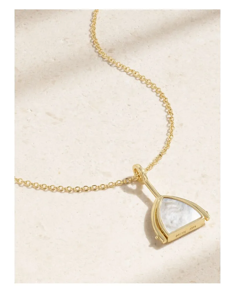 MATEO Flip Kette Aus 14 Karat Gold Mit Perle Und Diamant Gold