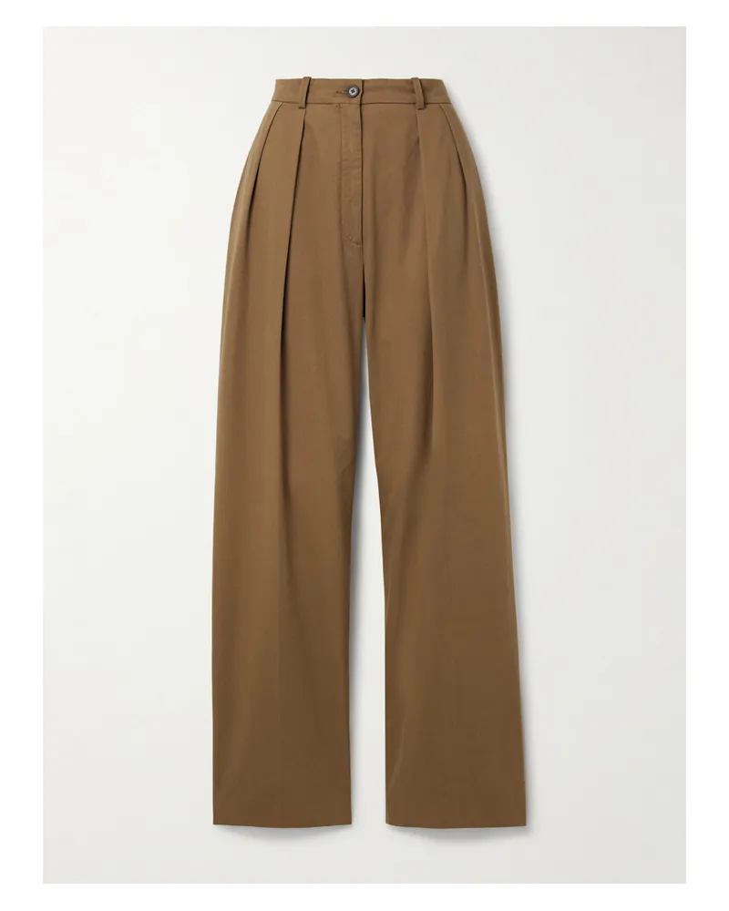 The Row Igor Cotton And Cashmere-blend Gabardine Wide-leg Pants - Neutrals Neutrals