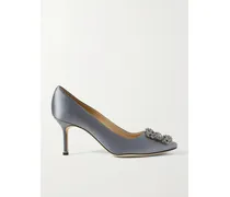 Hangisi 70 Crystal-embellished Satin Pumps - Blue