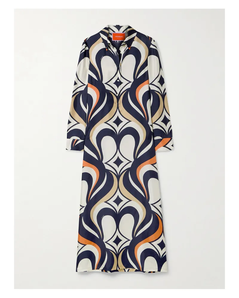 La DoubleJ Icon Maxi-hemdblusenkleid Aus Bedrucktem Seiden-twill - Mehrfarbig Mehrfarbig