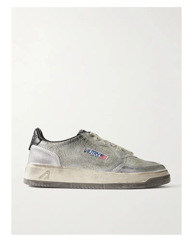 AUTRY Super Vintage Sneakers Aus Leder Und Veloursleder In Distressed-optik - Grau Grau