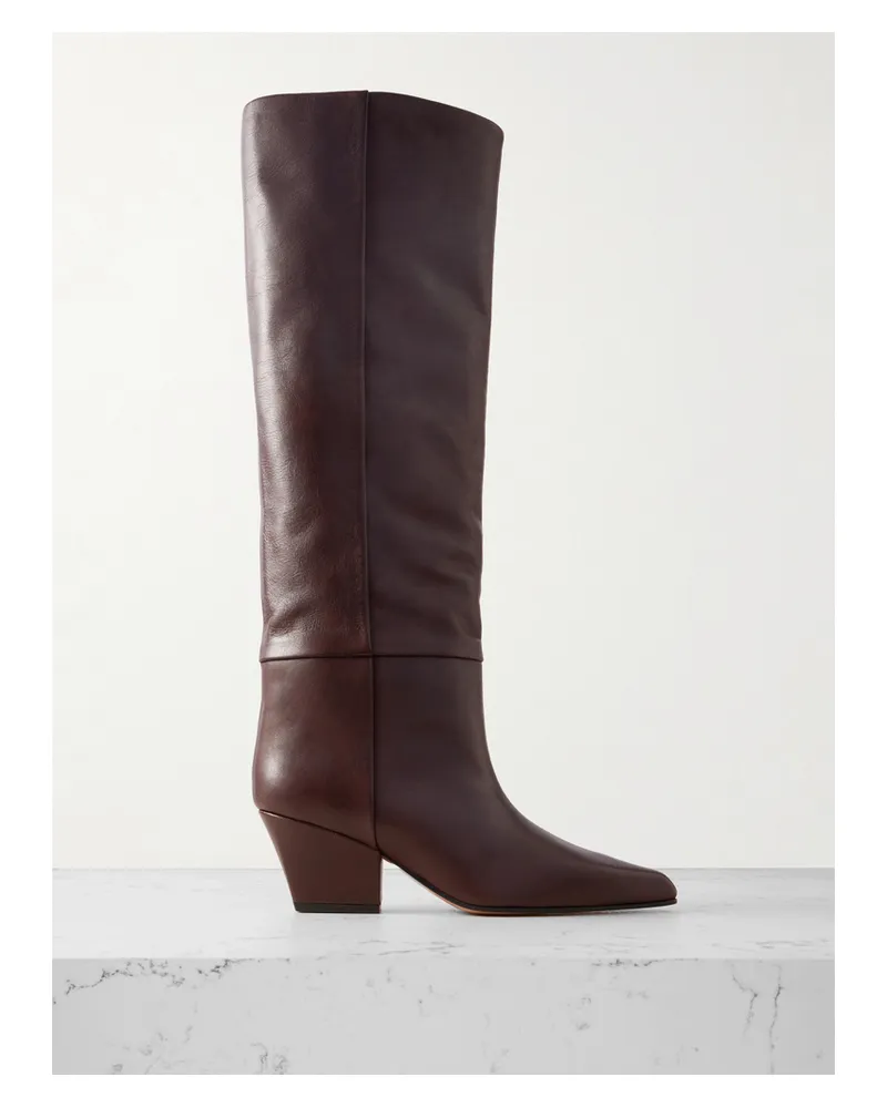 Paris Texas Jane Leather Knee Boots - Brown Brown