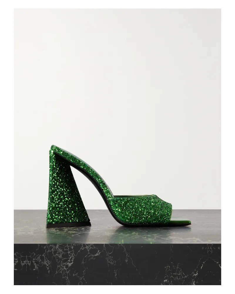 ATTICO Devon Mules Aus Leder Mit Glitter-finish - Grün Grün