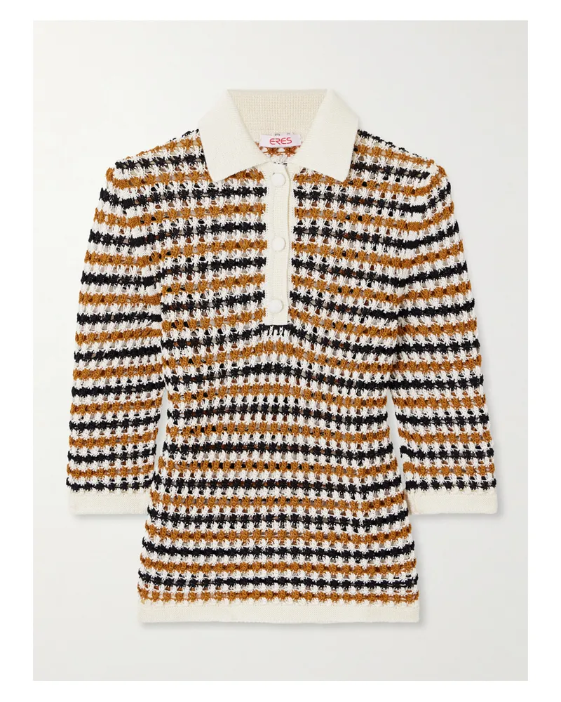 Eres Comeback Open-knit Cotton-blend Polo Top - Yellow Yellow