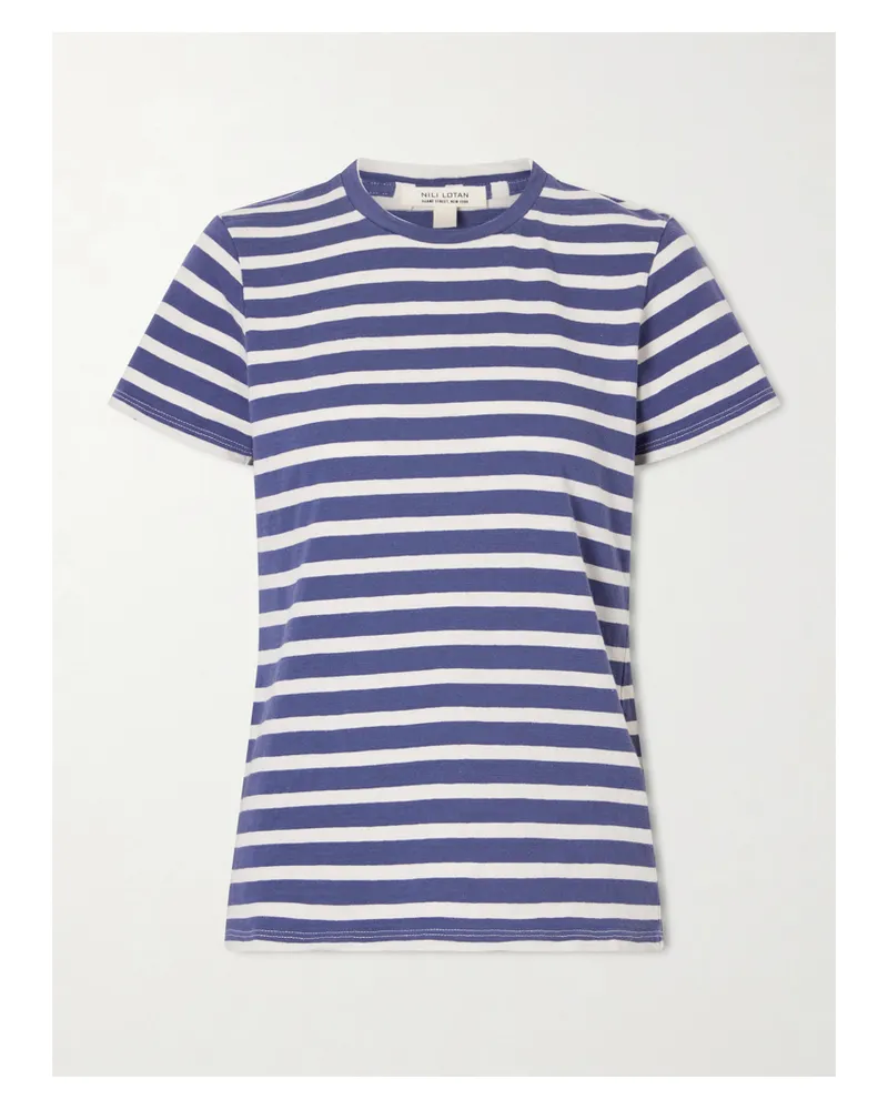 Nili Lotan Lana Striped Cotton T-shirt - Blue Blue