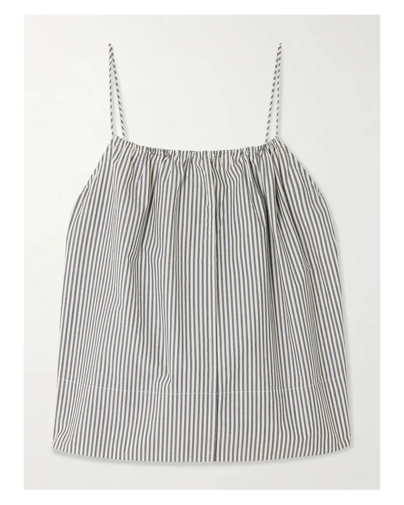 By Malene Birger Leonnes Tanktop Aus Gestreifter Biobaumwollpopeline - Blau Blau