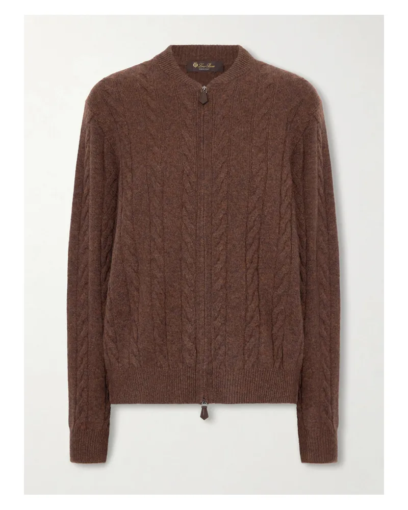Loro Piana Cedar Cable-knit Cashmere Cardigan - Brown Brown