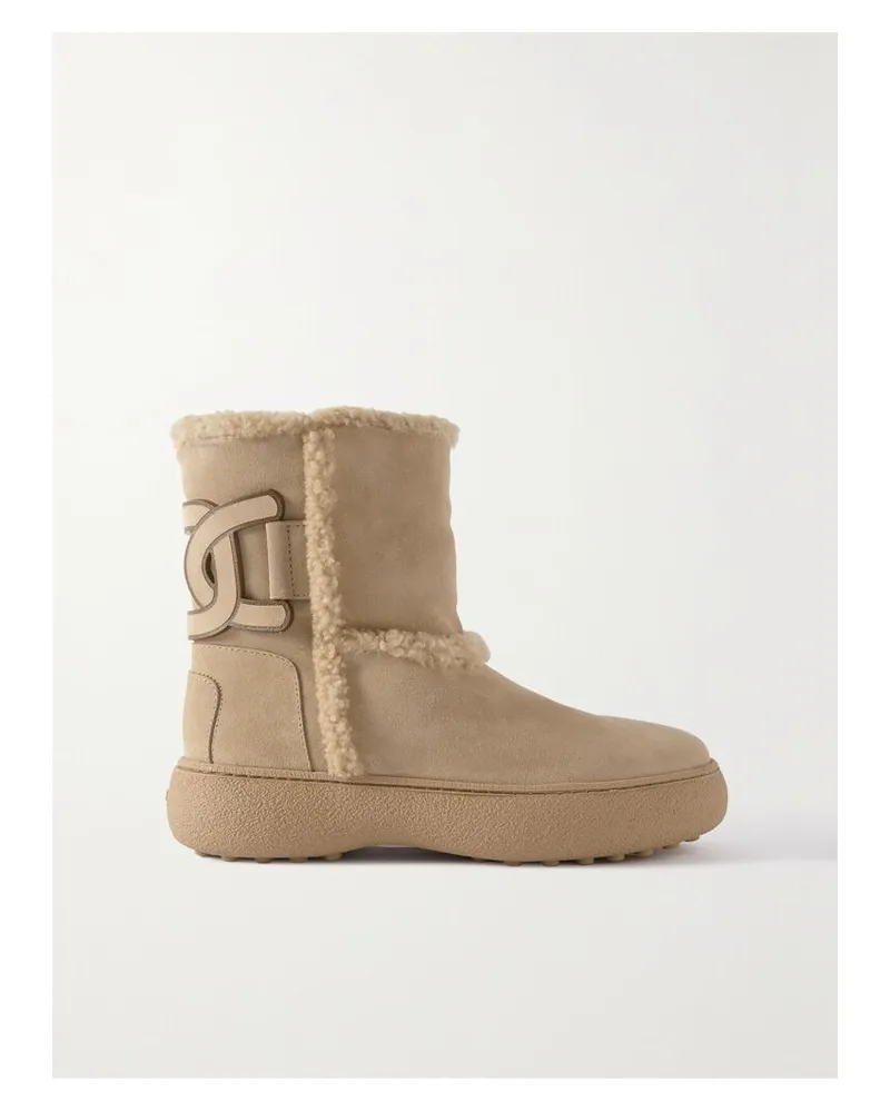 TOD'S Winter Gommini Ankle Boots Aus Shearling - Neutral Neutral