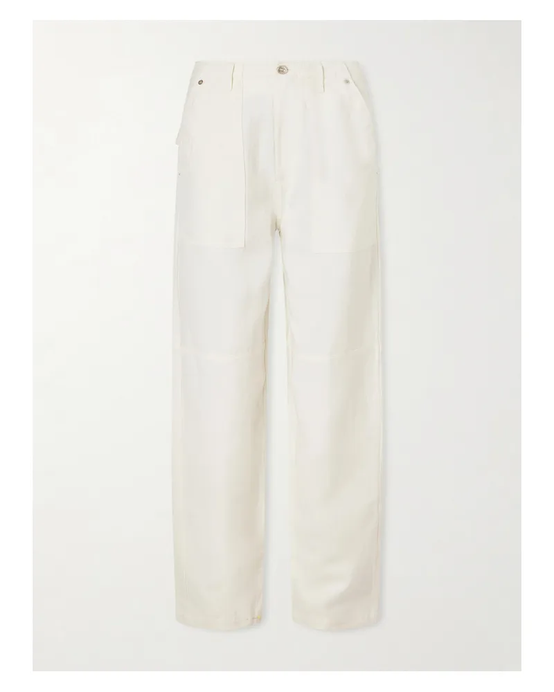 Wales Bonner Hymn Paneled Linen-blend Twill Wide-leg Pants - Ivory Ivory