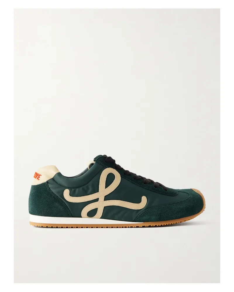 Loewe Ballet Runner 2.0 Logo-appliquéd Leather, Canvas And Suede Sneakers - Green Green