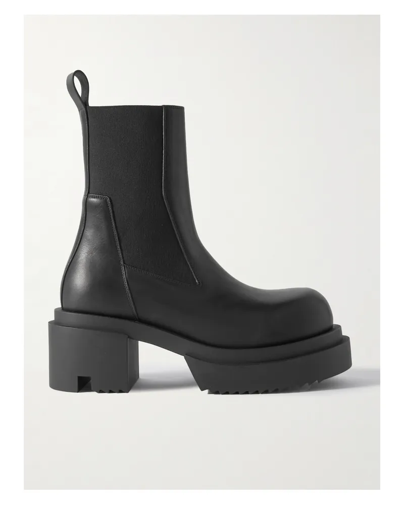 Rick Owens Beatle Bogun Leather Chelsea Boots - Black Black