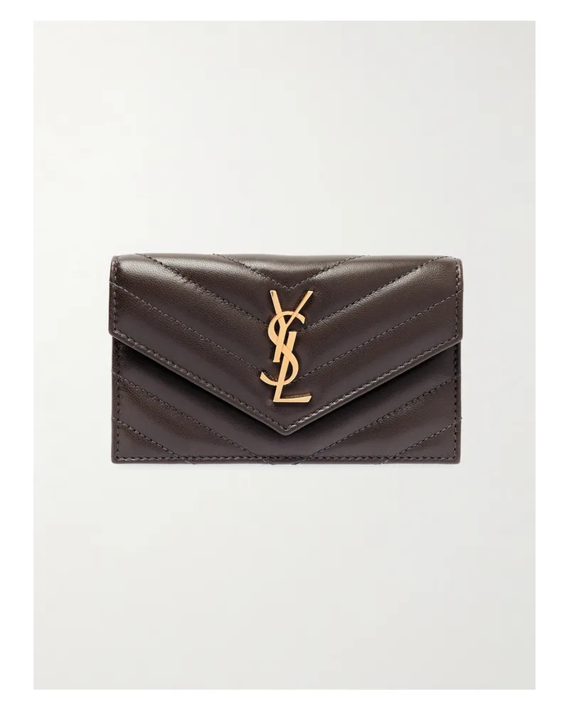 Saint Laurent Cassandre Portemonnaie Aus Matelassé-leder - Braun Braun