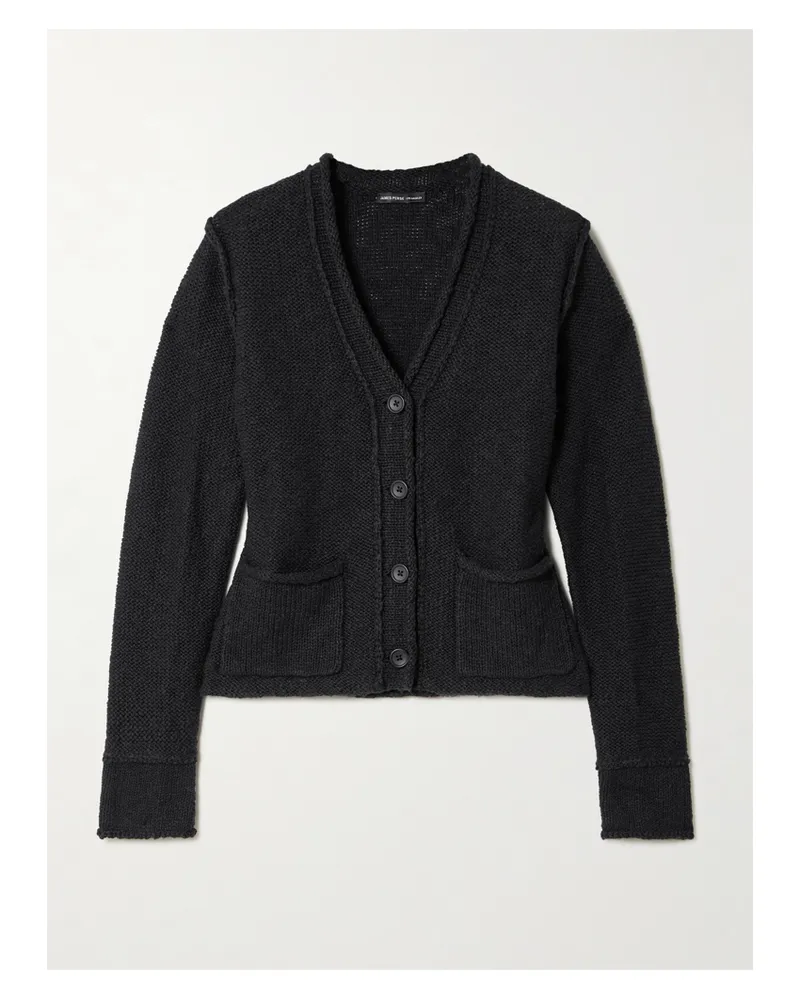 James Perse Cardigan Aus Einer Baumwoll-leinenmischung - Schwarz Schwarz